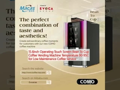 15Máquina de venda automática de café com tela sensível ao toque de 0,6 polegadas Temperatura 90-95C para serviço de café de baixa manutenção
