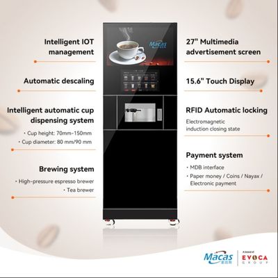 Bom preço. Máquina de venda automática de café de feijão inteligente com moedor de feijão on-line